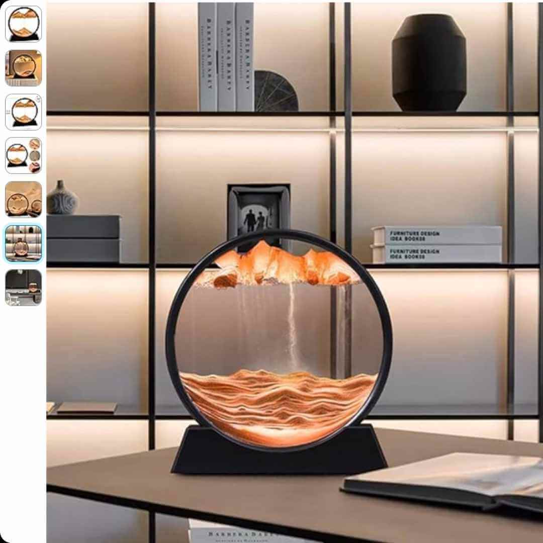 Paisaje de arena de aguas profundas con reloj de arena modelo 3d